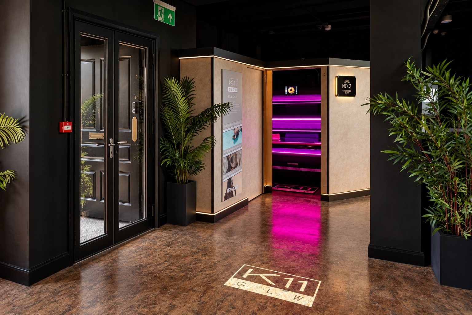 The Sunkissed Glow studio entrance and K11 Air room